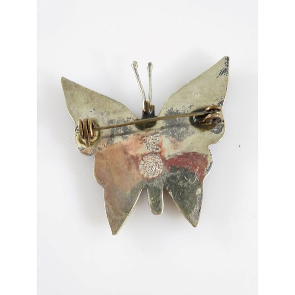 Vintage Butterfly Pin Abalone Inlay Sterling Silver Taxco Mexico RS 925 - Picture 5 of 6